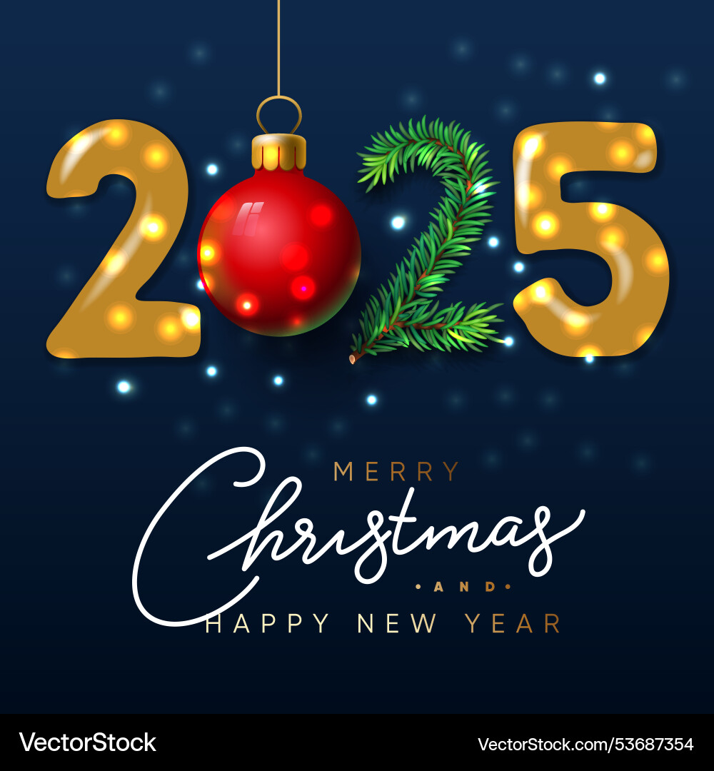 Merry christmas and happy new year 2025 greeting Vector Image