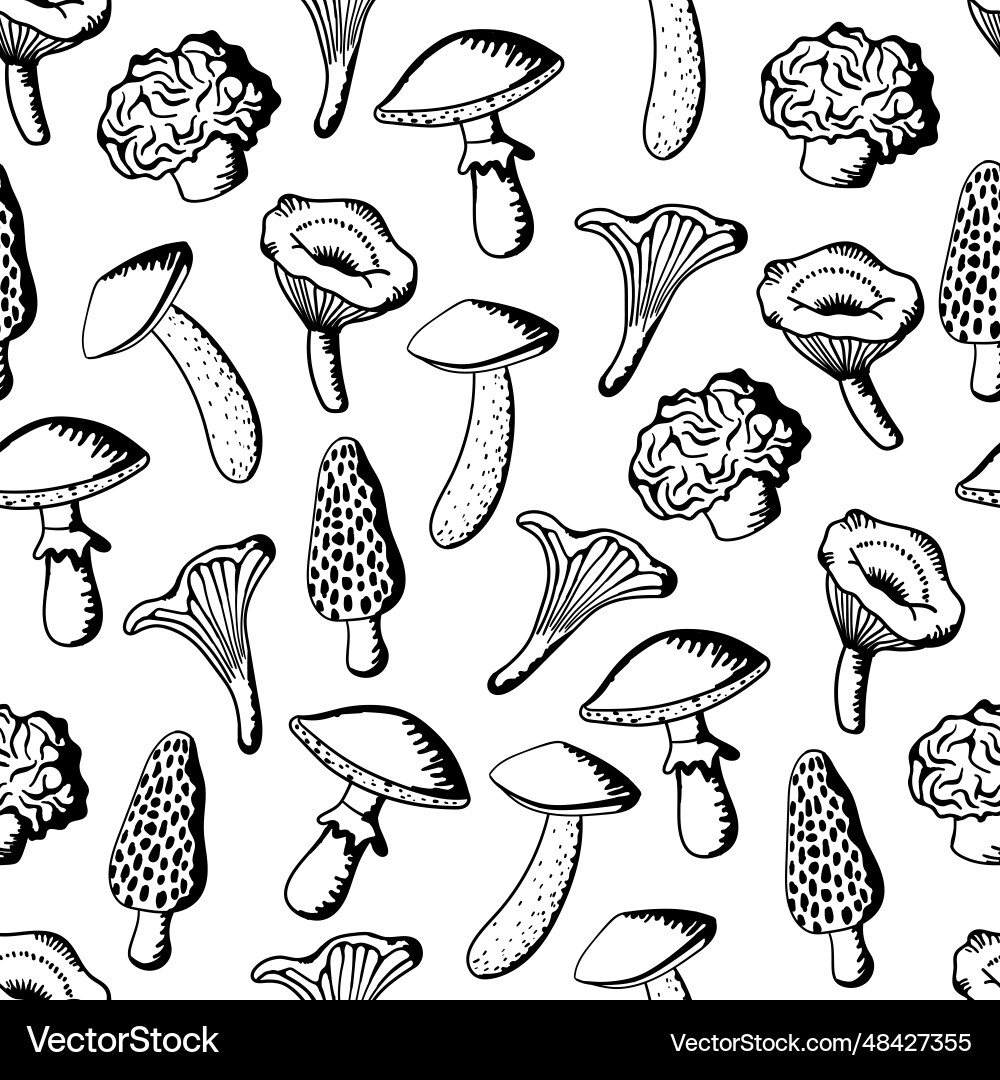 A monochrome seamless pattern featuring an array A monochrome seamless pattern featuring an array Vector Image