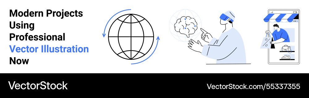 Advancing global projects with vr ai brain Advancing global projects with vr ai brain vector image