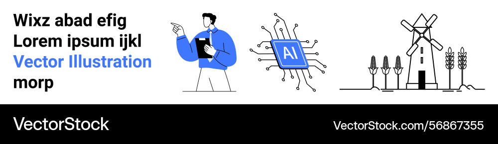 Analyst exploring ai technology with chip Analyst exploring ai technology with chip Vector Image