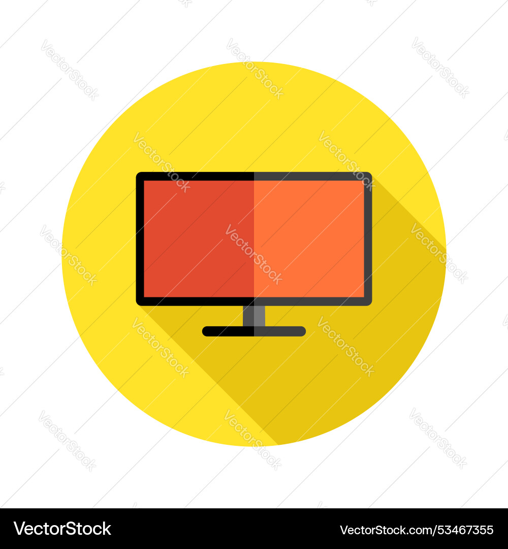 Computer monitor round shadow icon vector image