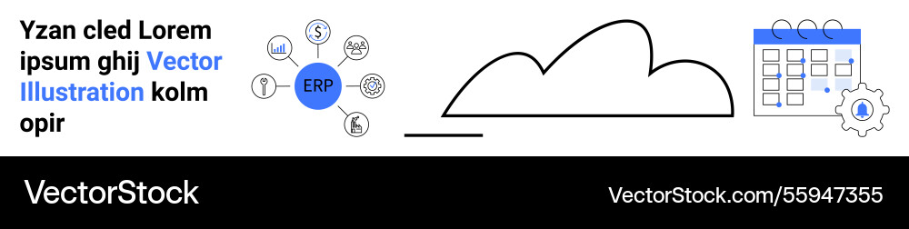 Erp system with cloud computing and calendar Erp system with cloud computing and calendar vector image