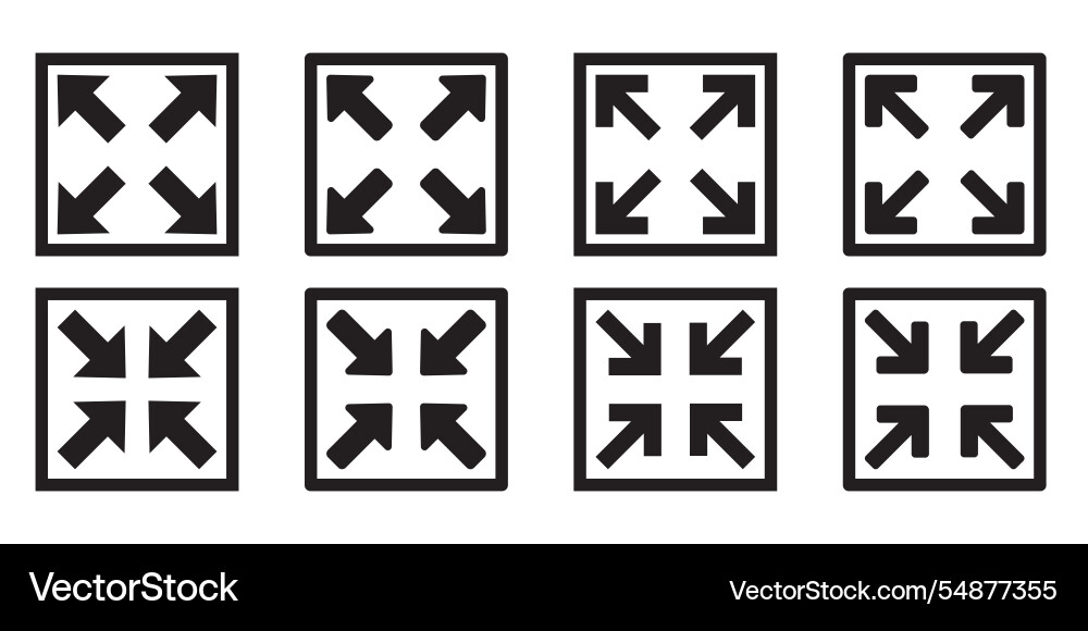 Full screen and exit icon set Full screen and exit icon set vector image
