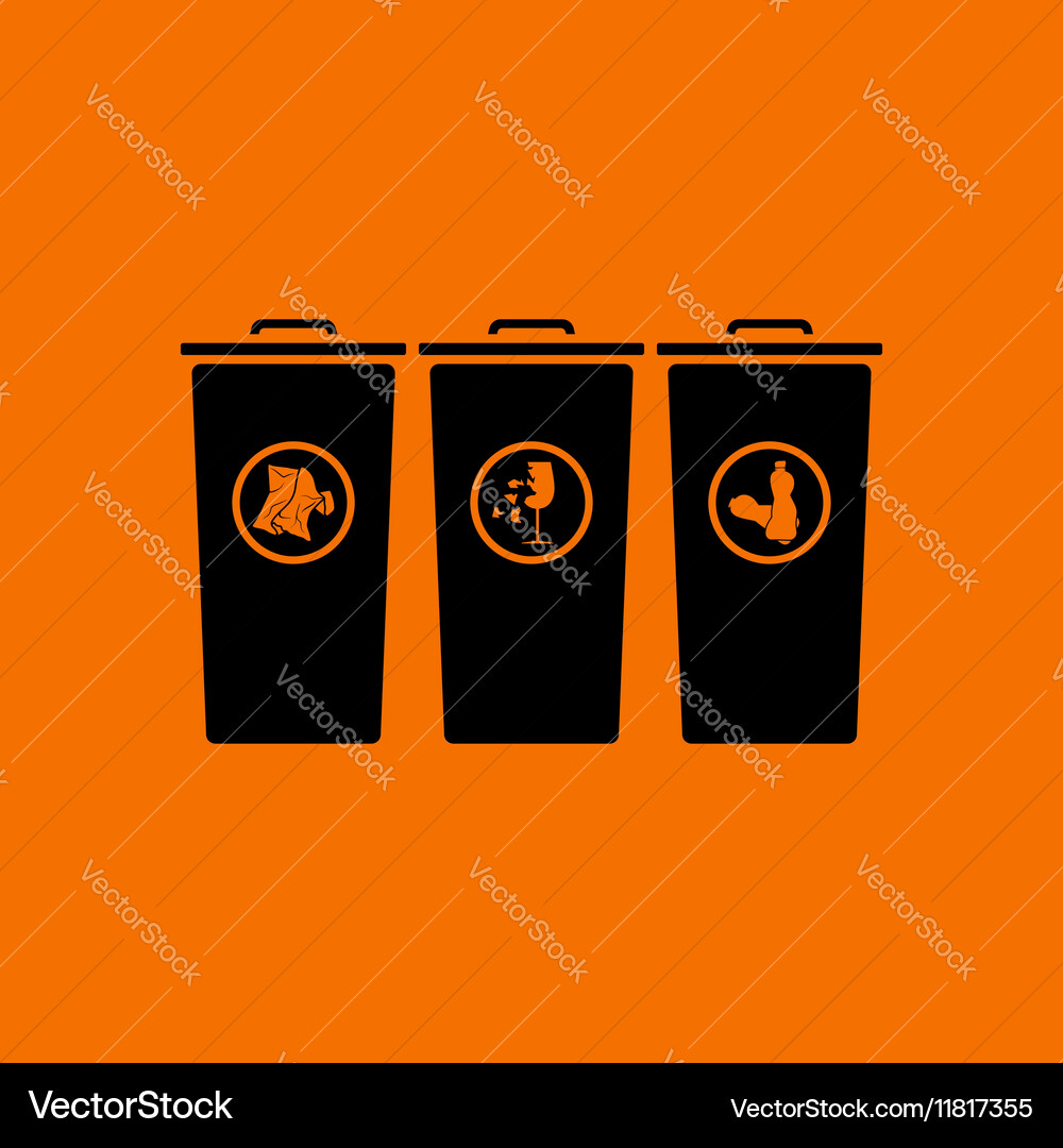 Garbage containers with separated trash icon Vector Image