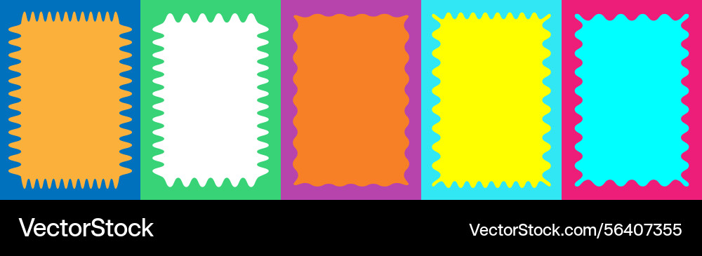 Wavy scalloped color rectangular frame Wavy scalloped color rectangular frame vector image