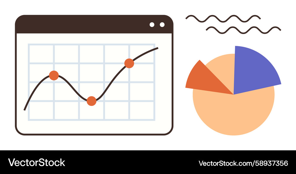 Data Analysis Chart with Graph and Pie Vector Image