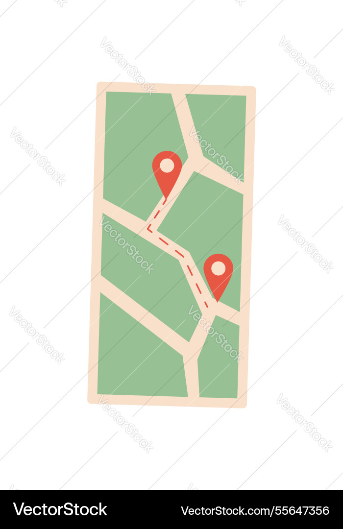 Flat navigation map app on smartphone Flat navigation map app on smartphone vector image