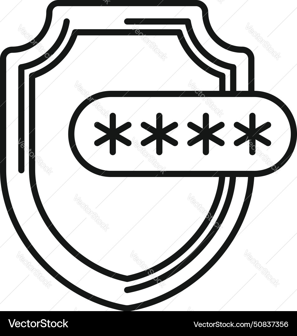 Password shield access icon outline multi vector image