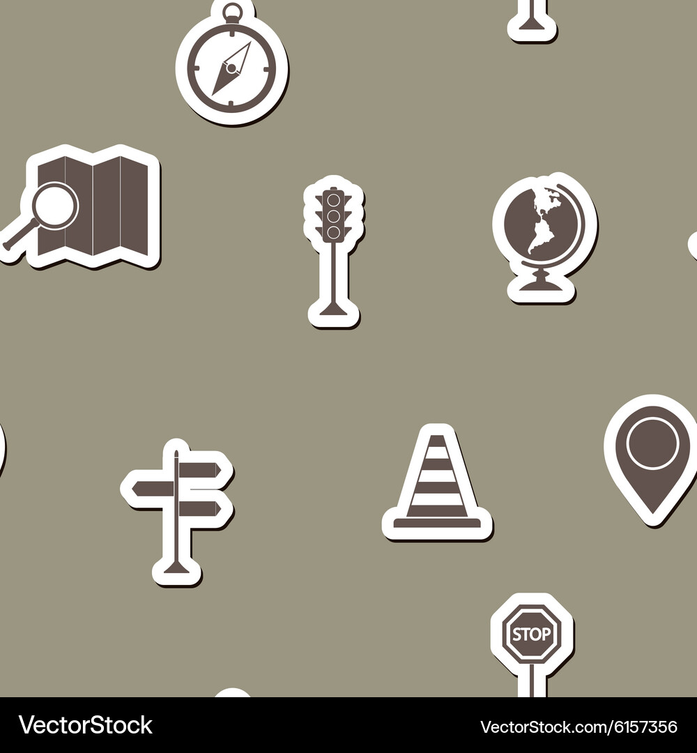 Seamless background with map and location sign Vector Image