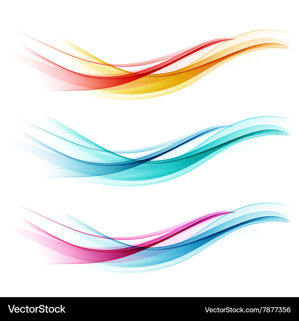 Set of abstract color wave Vector Image