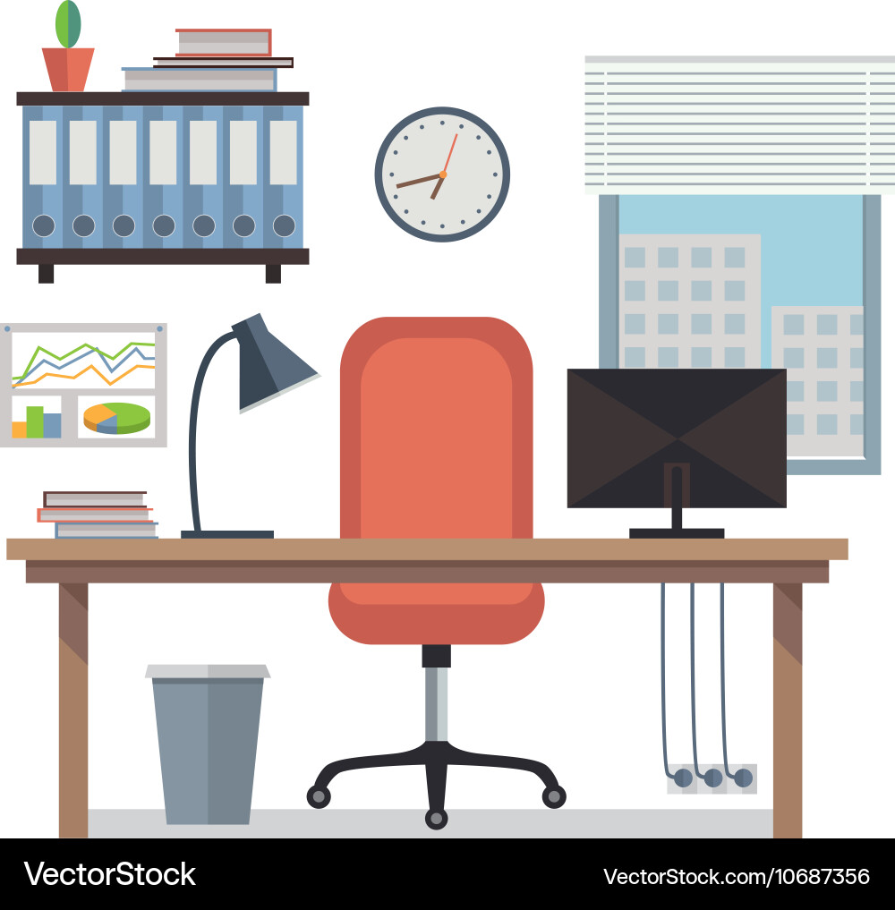 Workplace in office Royalty Free Vector Image - VectorStock