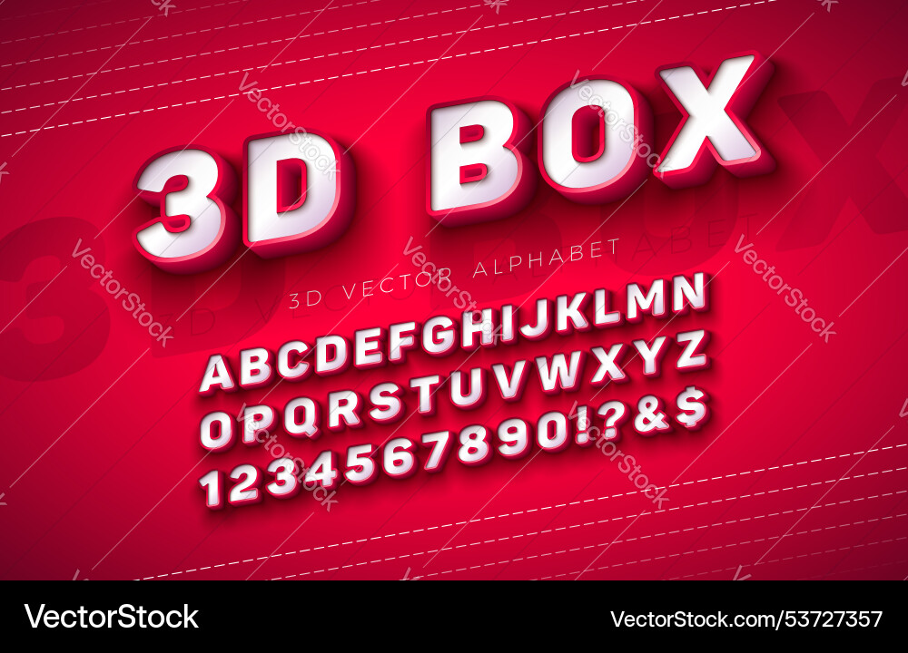 3d box alphabet font set with frame 3d box alphabet font set with frame vector image