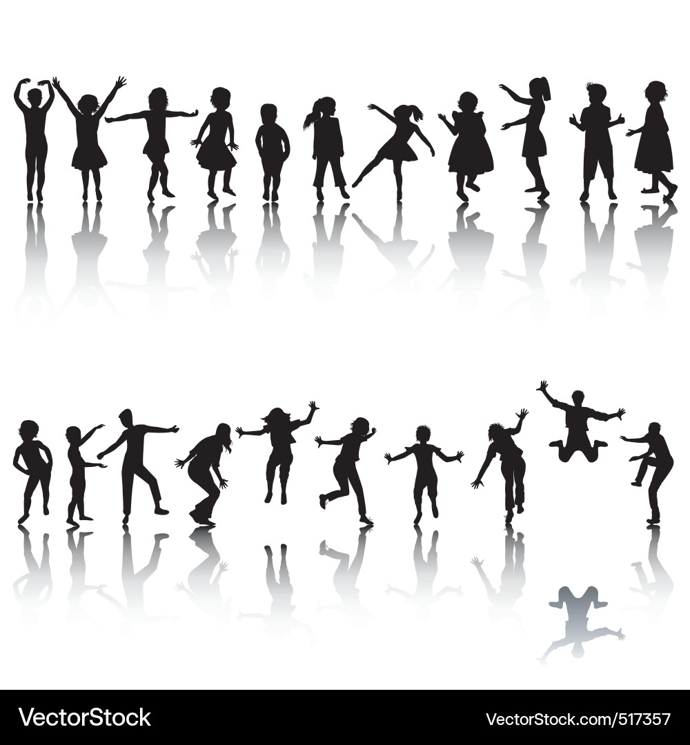 Child Silhouettes - Playful Kids vector image