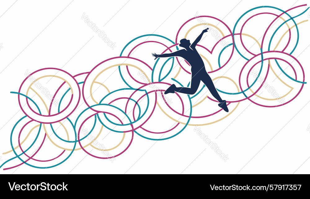 Dynamic dancer with overlapping geometric circles vector image