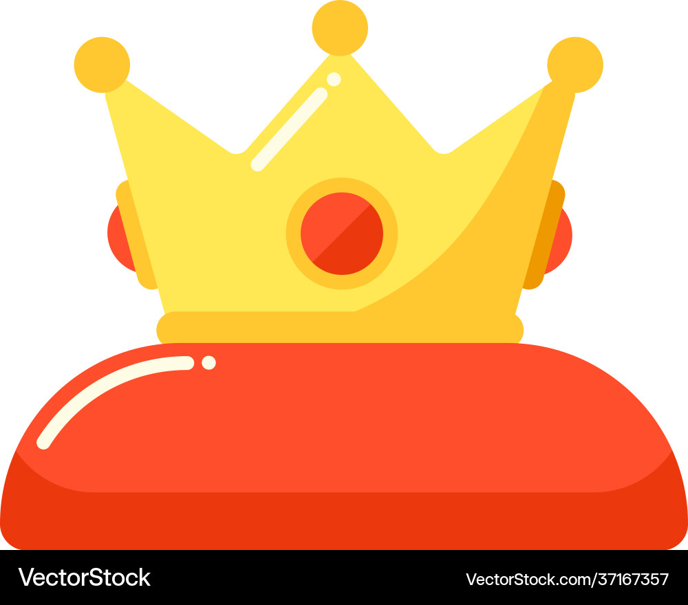 Golden crown king on red pillow isolated Golden crown king on red pillow isolated Vector Image