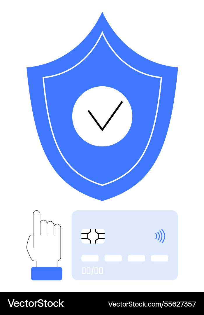 Secure online payment representation with shield Secure online payment representation with shield vector image