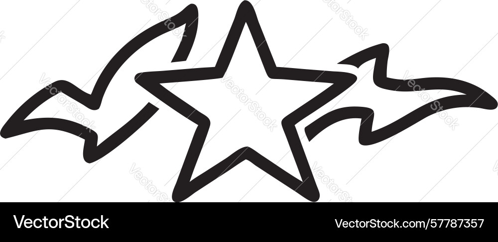 Two black outline stars with sharp angular swoosh Vector Image