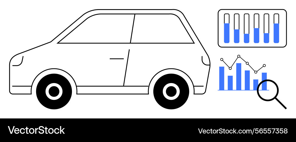 Car analysis with graphs charts and data Car analysis with graphs charts and data vector image