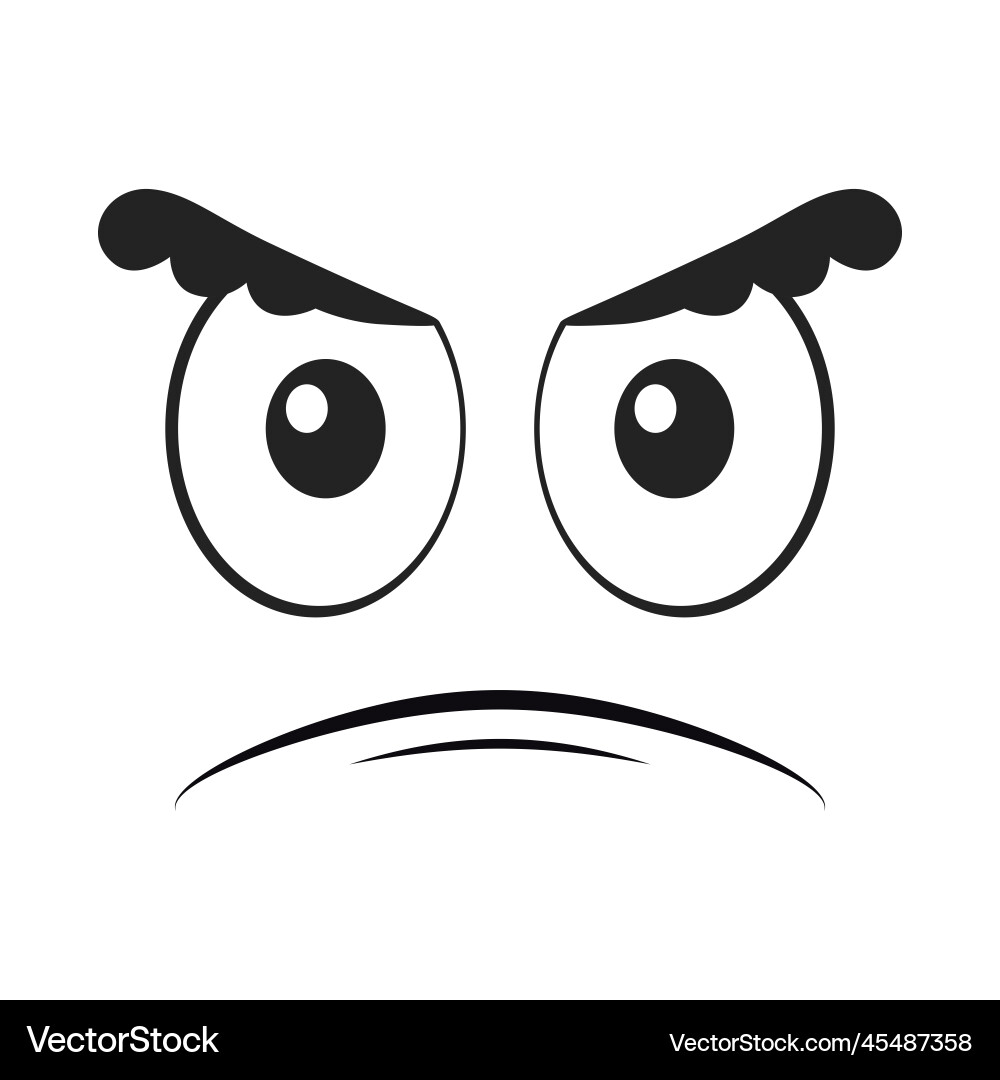 Cartoon frowning face angry expression vector image