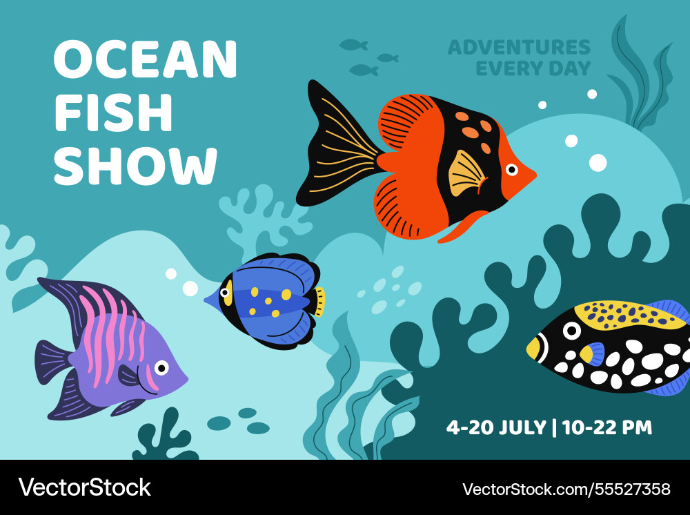 Fish exhibition invitational poster tropical Fish exhibition invitational poster tropical vector image