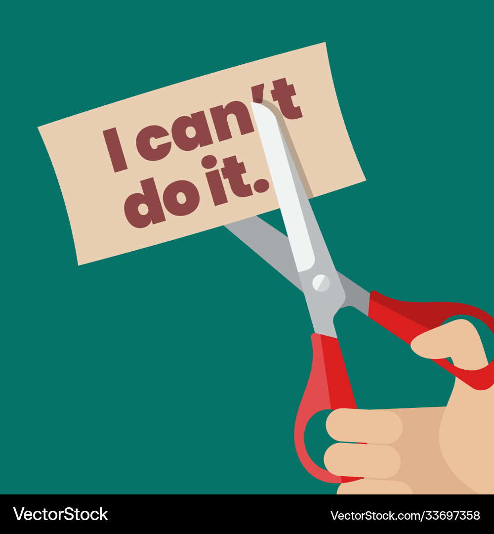 Hand using scissors to remove word cant Hand using scissors to remove word cant vector image