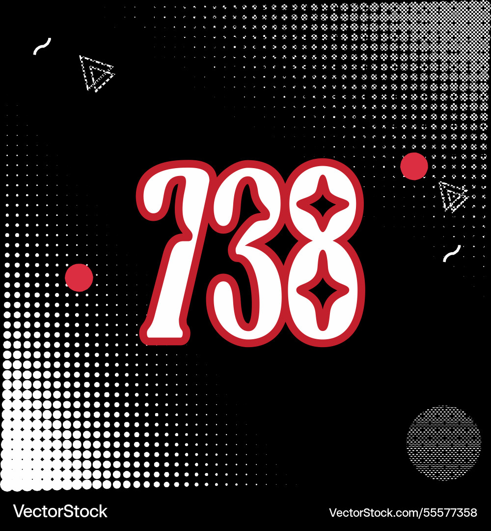 Number font design with decorative dots Vector Image