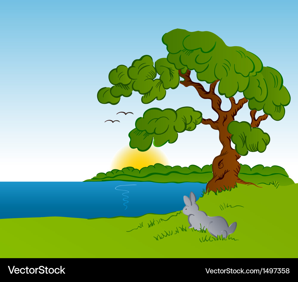 Rabbit in the forest background Vector Image