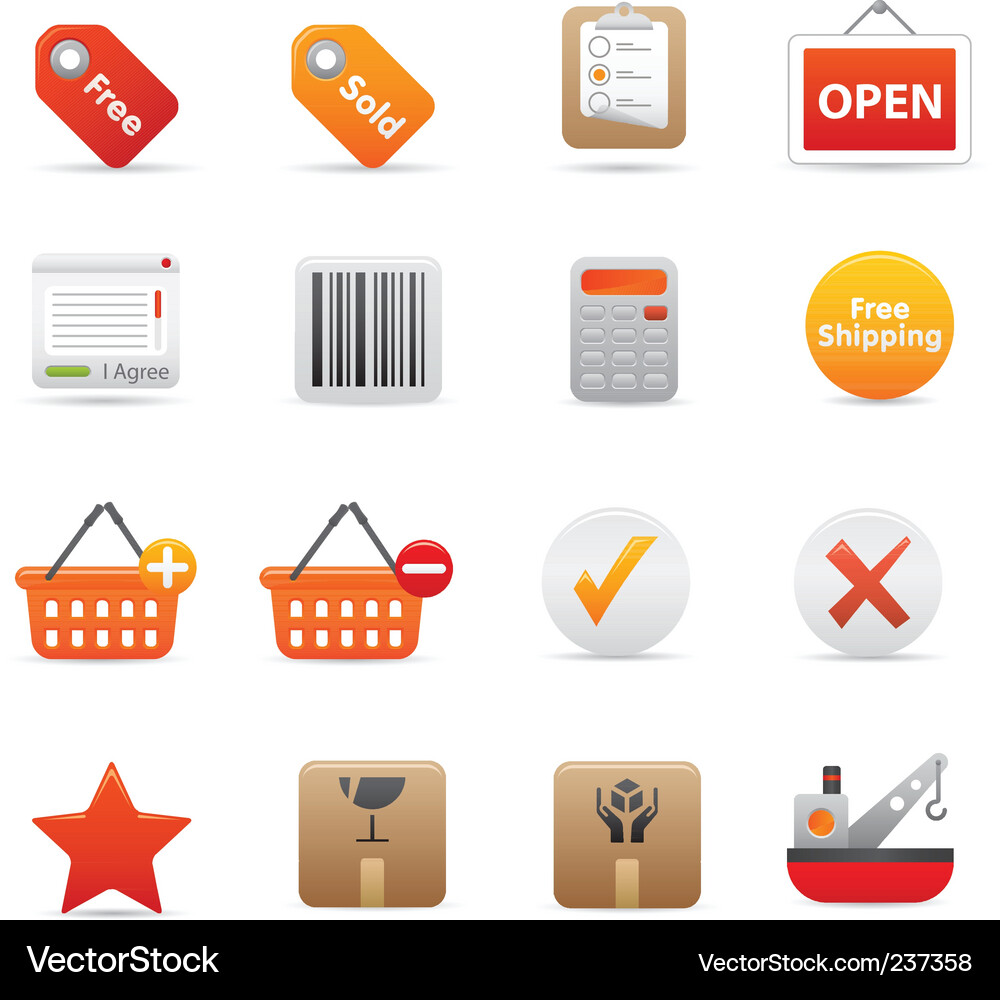 Shopping Cart Icons - Red Collection Vector Image