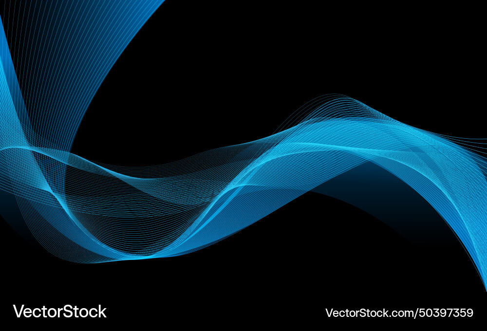 Abstract blue wave curve line light dynamic vector image