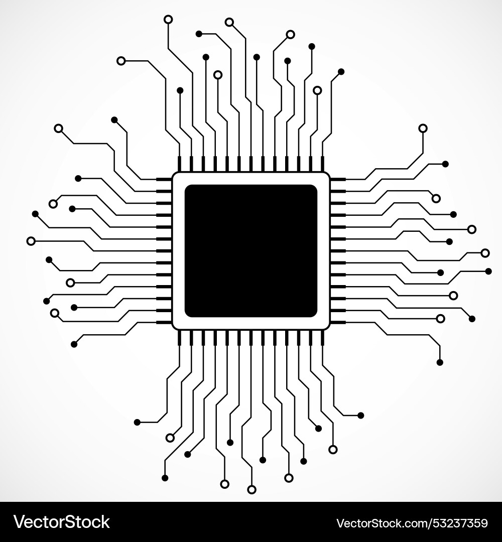 Cpu microprocessor microchip circuit board vector image