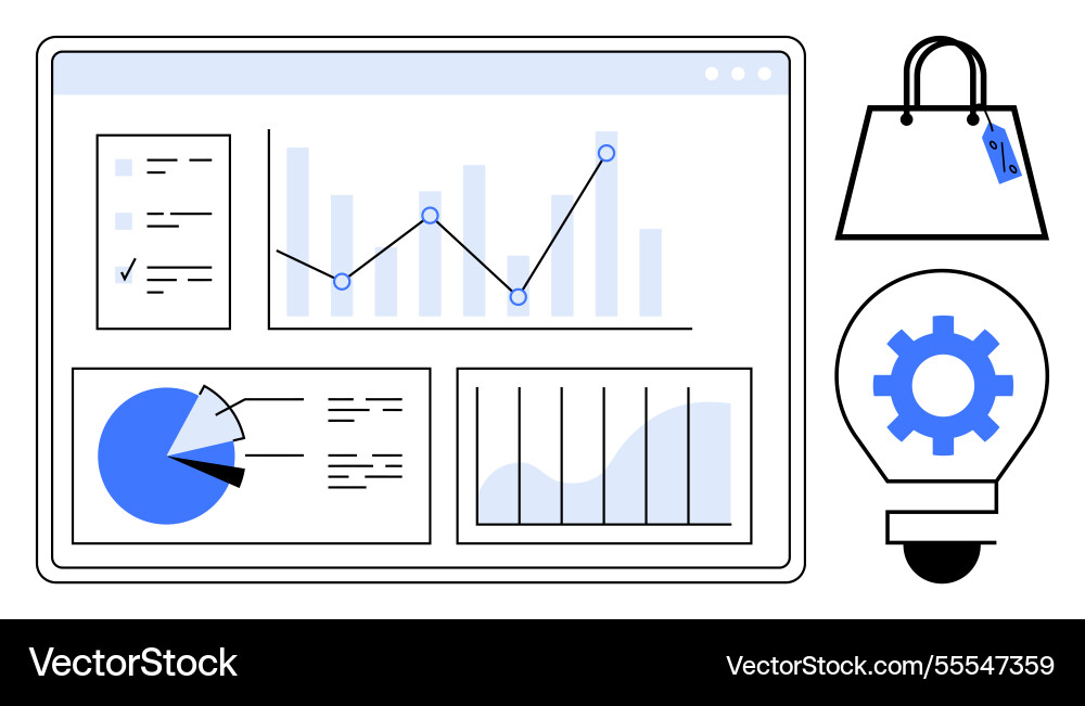 Digital dashboard with sales data analytics e Digital dashboard with sales data analytics e vector image
