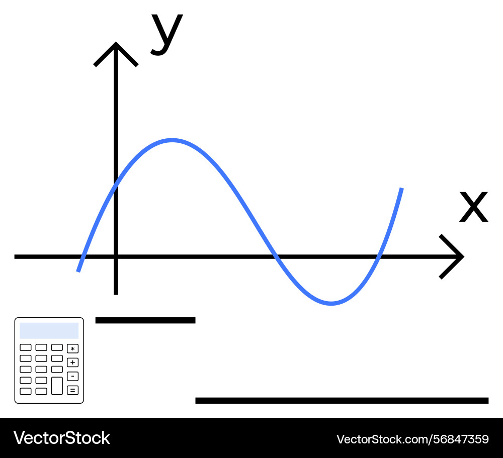 Graph of mathematical sine wave with axes Graph of mathematical sine wave with axes vector image