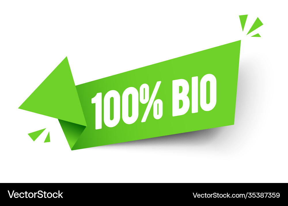 Grüne Pfeilmarke mit Text 100 Prozent bio Grüne Pfeilmarke mit Text 100 Prozent bio vektorbild