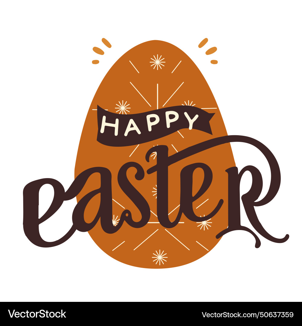Happy easter lettering with egg Royalty Free Vector Image