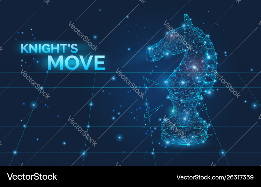 Knight s move sign and low poly chess horse vector image