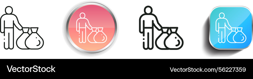 Litter icon thin linear regular and button style vector image