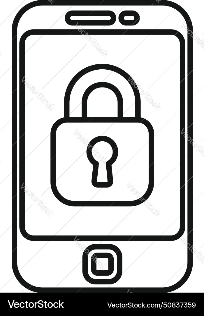 Lock secured phone icon outline id process Vector Image