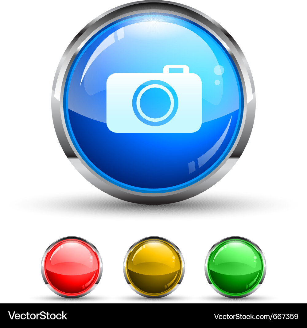 Modern Glass Camera Buttons vector image
