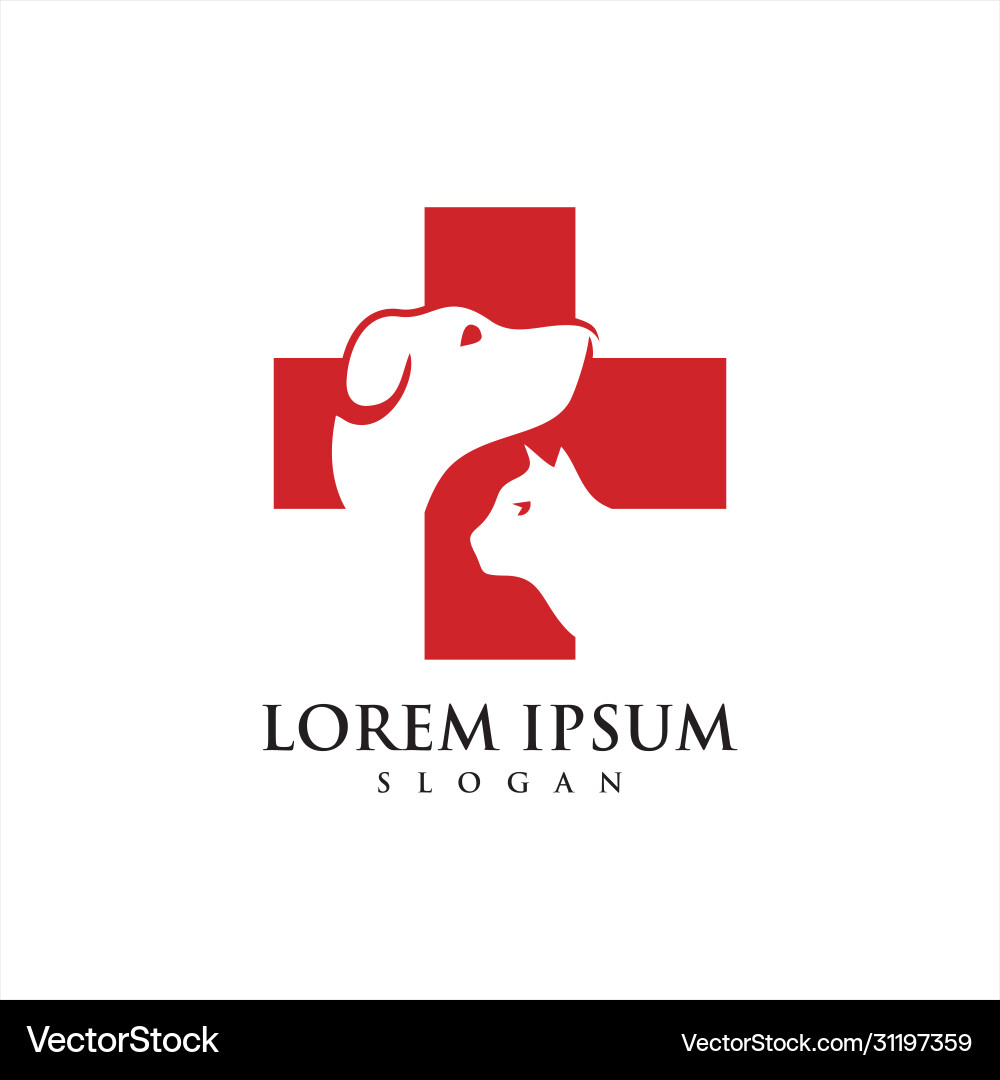 Pet Clinic Logo - Dog & Cat Cross vector image