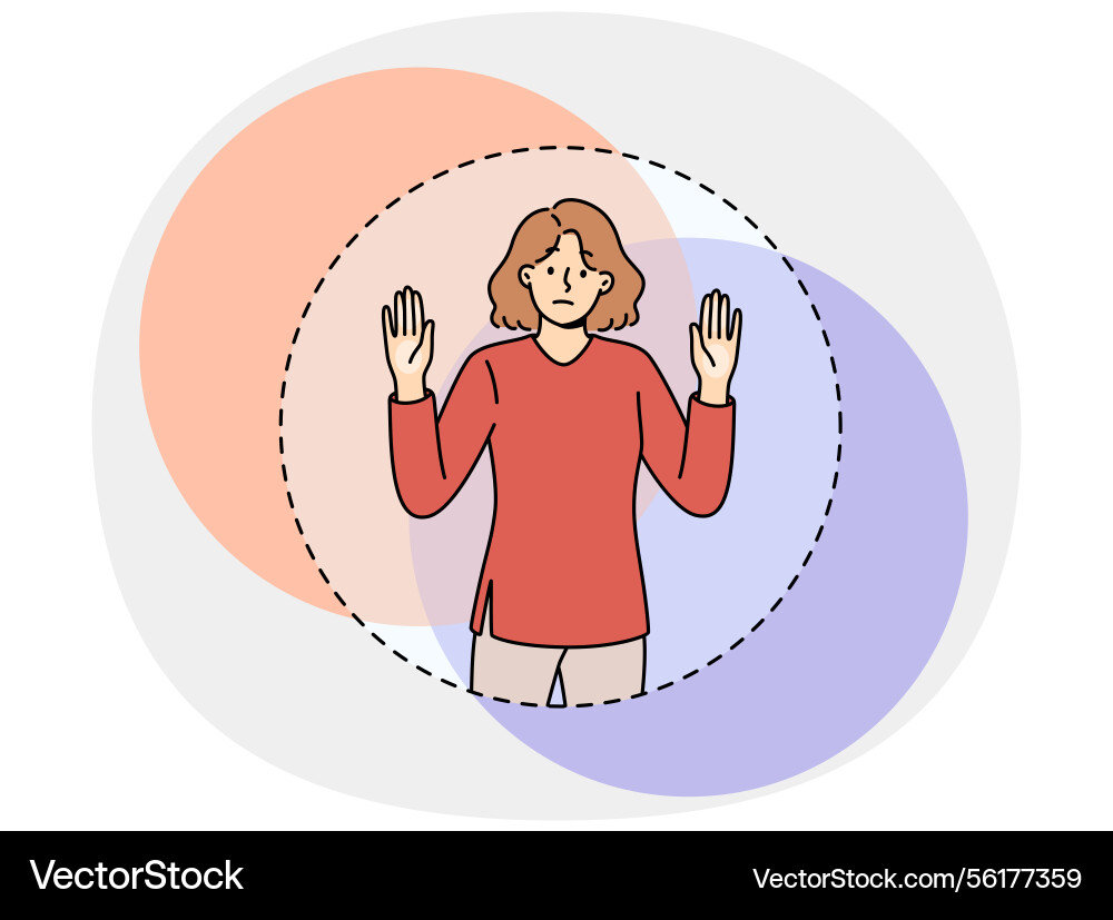 Sad woman cannot get out transparent circle Vector Image