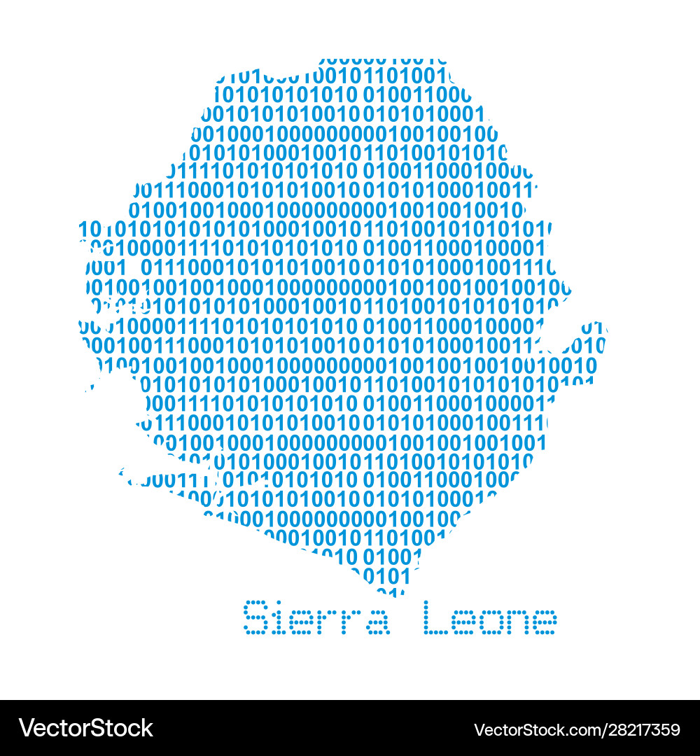 Sierra Leone Map - Binary Code vector image