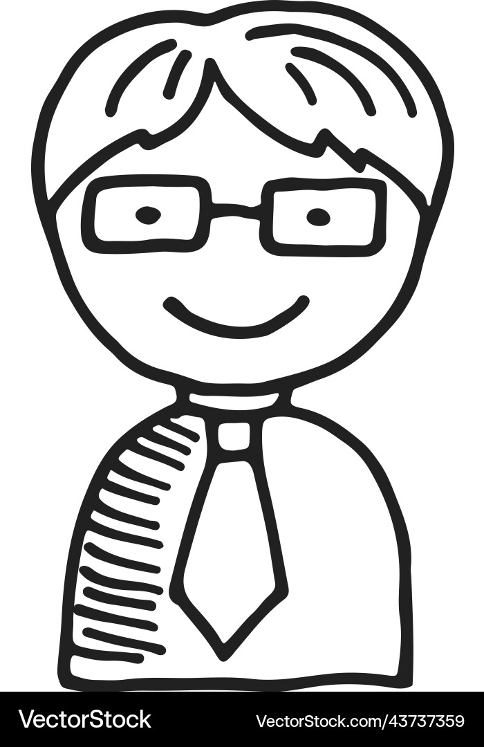 Smart man in tie doodle office worker portrait Vector Image