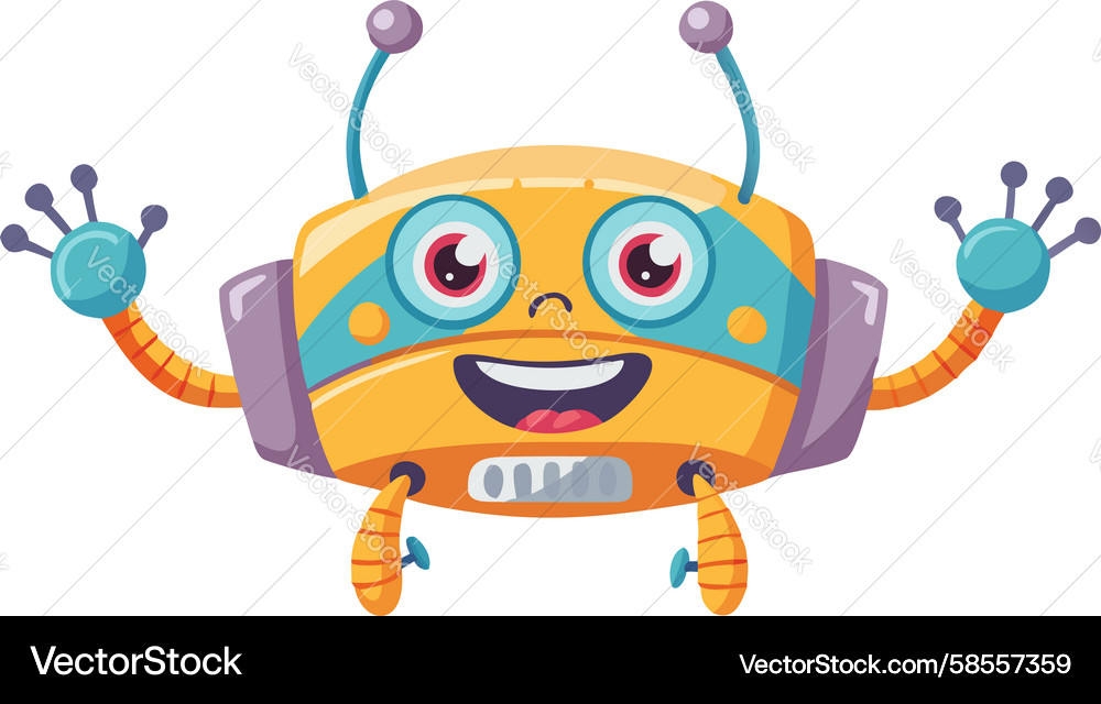 Smiling Robot Character Vector Image