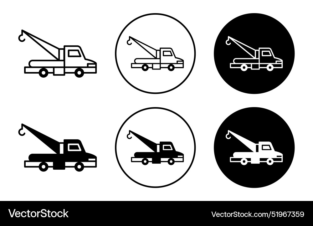 Tow truck outline line icon set sign for web app Vector Image