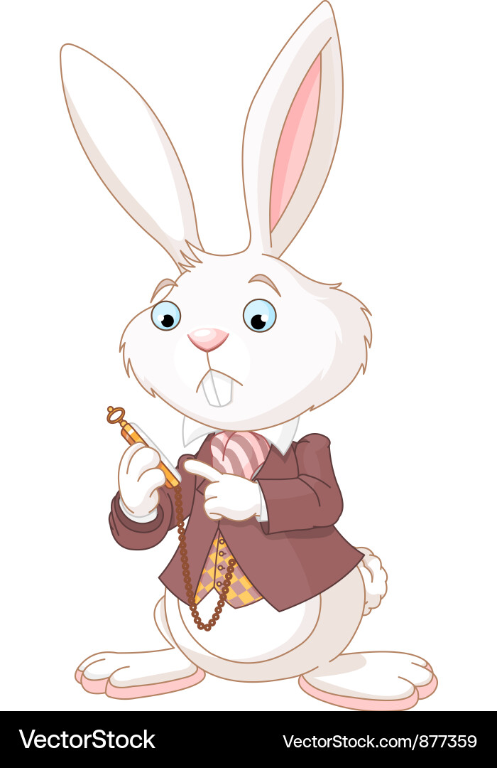 White Rabbit with Pocket Watch - Wonderland Vector Image