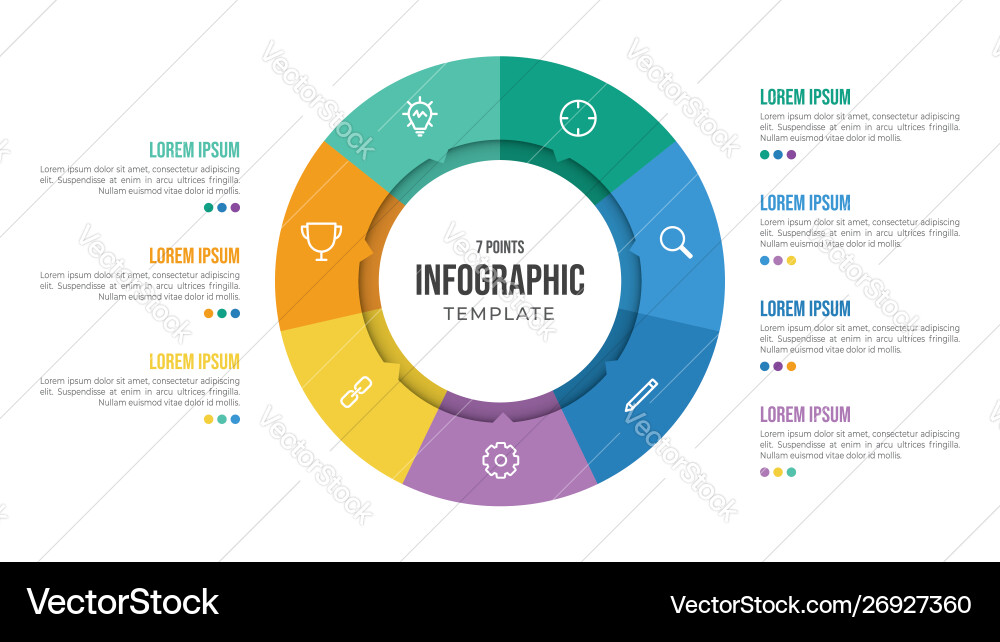 7 points circular infographic element template 7 points circular infographic element template vector image