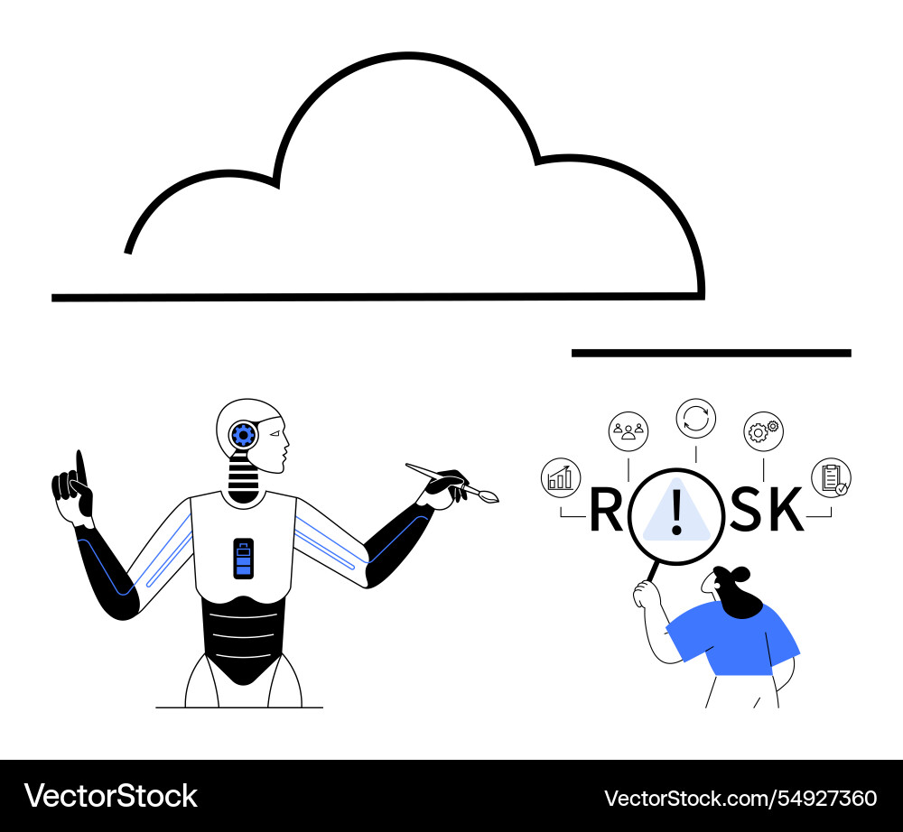 Ai robot analyzing risk factors and cloud Vector Image