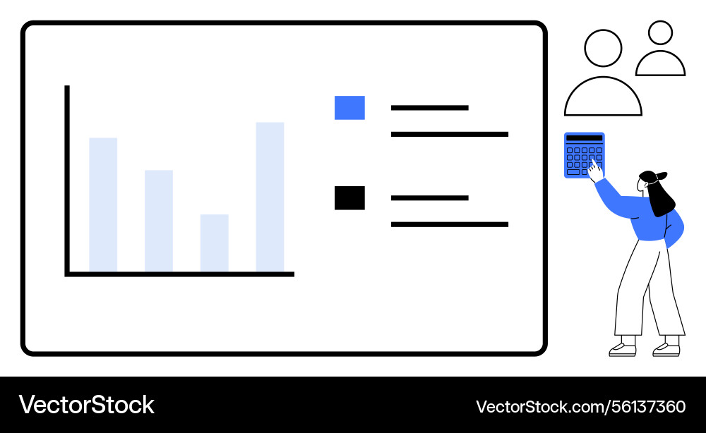 Analyzing bar chart data with teamwork Analyzing bar chart data with teamwork vector image