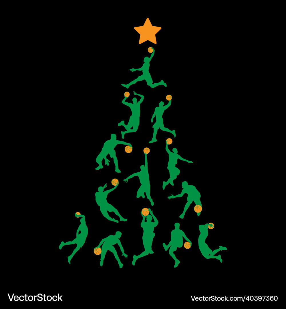 Basketball Christmas Tree Vector Image