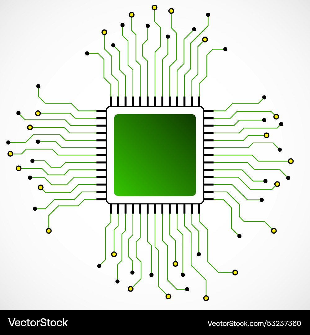 Cpu microprocessor microchip circuit board vector image